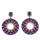 Gem Treasures Sterling Silver Amethyst & Rhodolite Drop Earrings, 1-1/4"