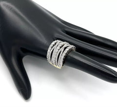 Affinity Sterling Silver Goldclad Diamond Multi-row Ring, Size 7