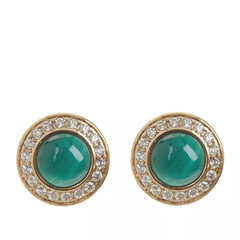 Colleen Lopez Goldtone Malachite & White Topaz Stud Earrings.