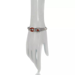 Jade of Yesteryear Red Jade, Ruby and CZ Dragon Bracelet, 7-1/2"