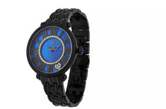 Judith Ripka Black Stainless Steel Blue London Watch, 6-3/4"