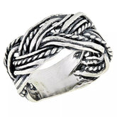 LiPaz Sterling Silver Multi Textured Braid Band Ring, Size 5