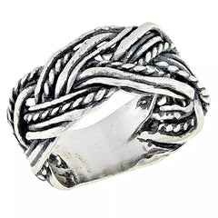 LiPaz Sterling Silver Multi Textured Braid Band Ring, Size 5