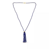 Rarities Sterling Silver Goldclad Blue Lapis Rondelle Tassel Necklace. 28"
