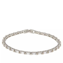 Absolute Sterling Silver Clear Cubic Zirconia Tennis Bracelet, 6"