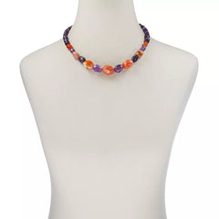 Collar Jay King de plata de ley con cuentas de calcedonia naranja y amatista. 45 cm
