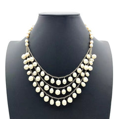 HSN Sterling Silver Fresh Pearl 3-Row Necklace. 16"