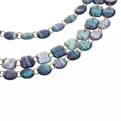 Rarities Sterling Silver Gold-clad Fluorite Multi-Shape 3-Row Necklace. 18"