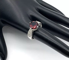 Paul Deasy Sterling Silver Garnet & White Zircon Ring, Size 5
