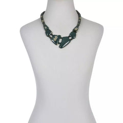Collar Jay King de plata de ley con flor marina y piedra, 45,7 cm