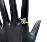 Joya TwoTone Sterling Silver Polki Diamond Pear Pave Ring Size 10