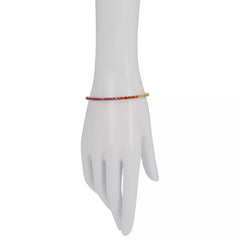Pulsera de plata de ley con zafiro simulado y arcoíris. 19 cm.