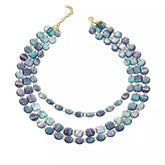 Rarities Sterling Silver Gold-clad Fluorite Multi-Shape 3-Row Necklace. 18"