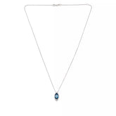 Colleen Lopez Sterling Silver Marquise London Blue Topaz Pendant Necklace. 18"