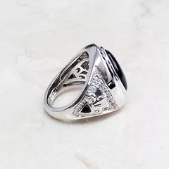 Aldo Orta Sterling Silver Black Onyx Icon Ring Size 8 QVC $188