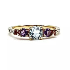 Technibond Sterling Silver Goldclad Multi-Gem Ring - Size 6