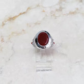 Aldo Orta Sterling Silver Red Agate Icon Ring Size 9 QVC $188