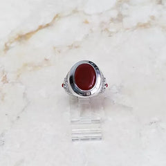 Aldo Orta Sterling Silver Red Agate Icon Ring Size 8 QVC $188