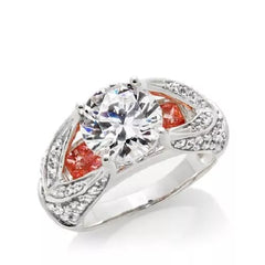Anillo Victoria Wieck de plata de ley con circonitas cúbicas rosas y blancas, talla 7