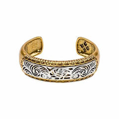 Patricia Nash Cavo Tooling Goldtone Metal Cuff Bracelet. 7-1/4"