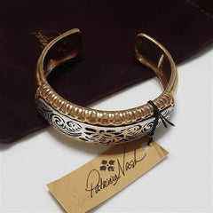 Patricia Nash Cavo Tooling Goldtone Metal Cuff Bracelet. 7-1/4"