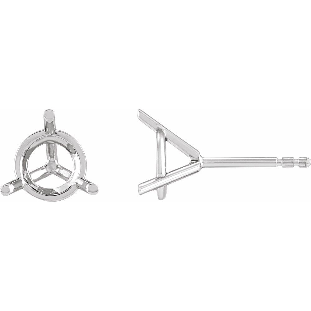 Platinum 9 mm Round 3-Prong Cocktail-Style Earring Mounting