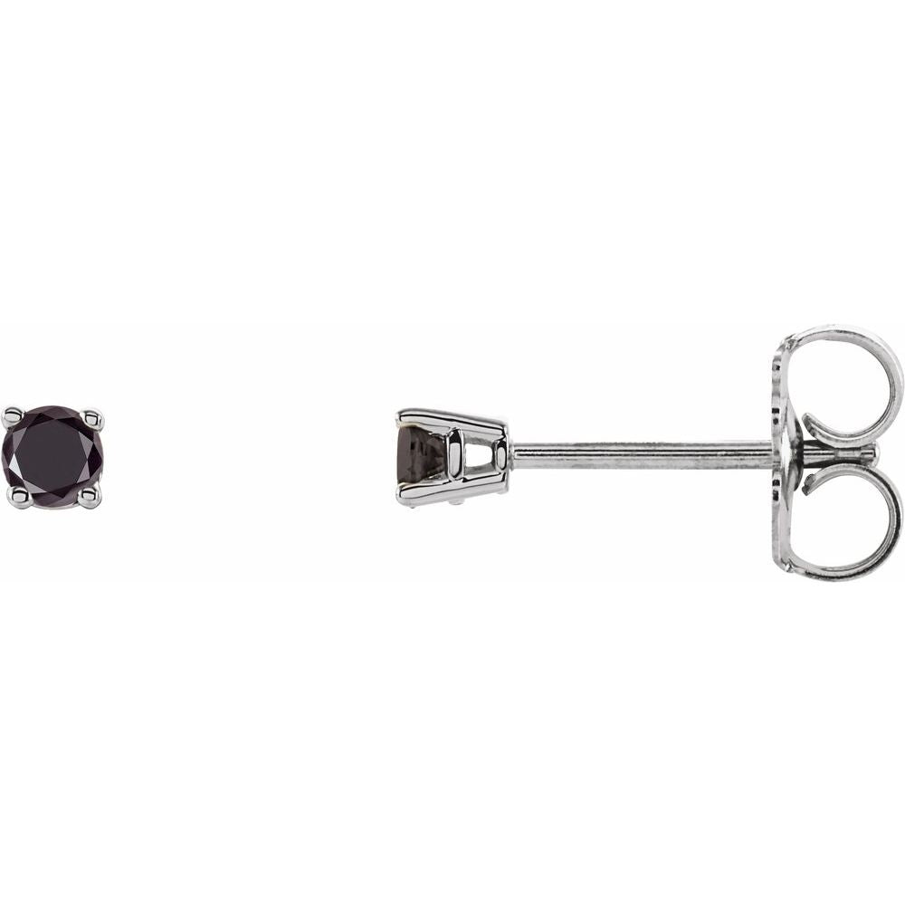14K White 1/5 Ctw Natural Black Diamond Stud Earrings
