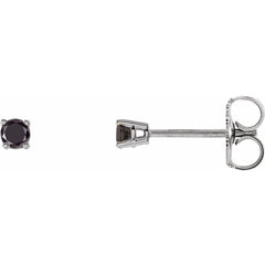 14K White 1/5 Ctw Natural Black Diamond Stud Earrings