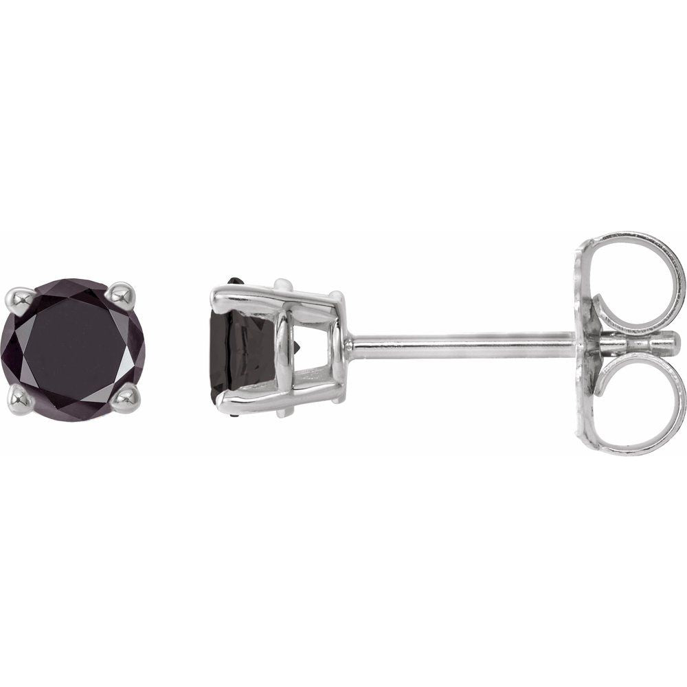 14K White 1/2 Ctw Natural Black Diamond Stud Earrings