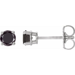 14K White 1/2 Ctw Natural Black Diamond Stud Earrings