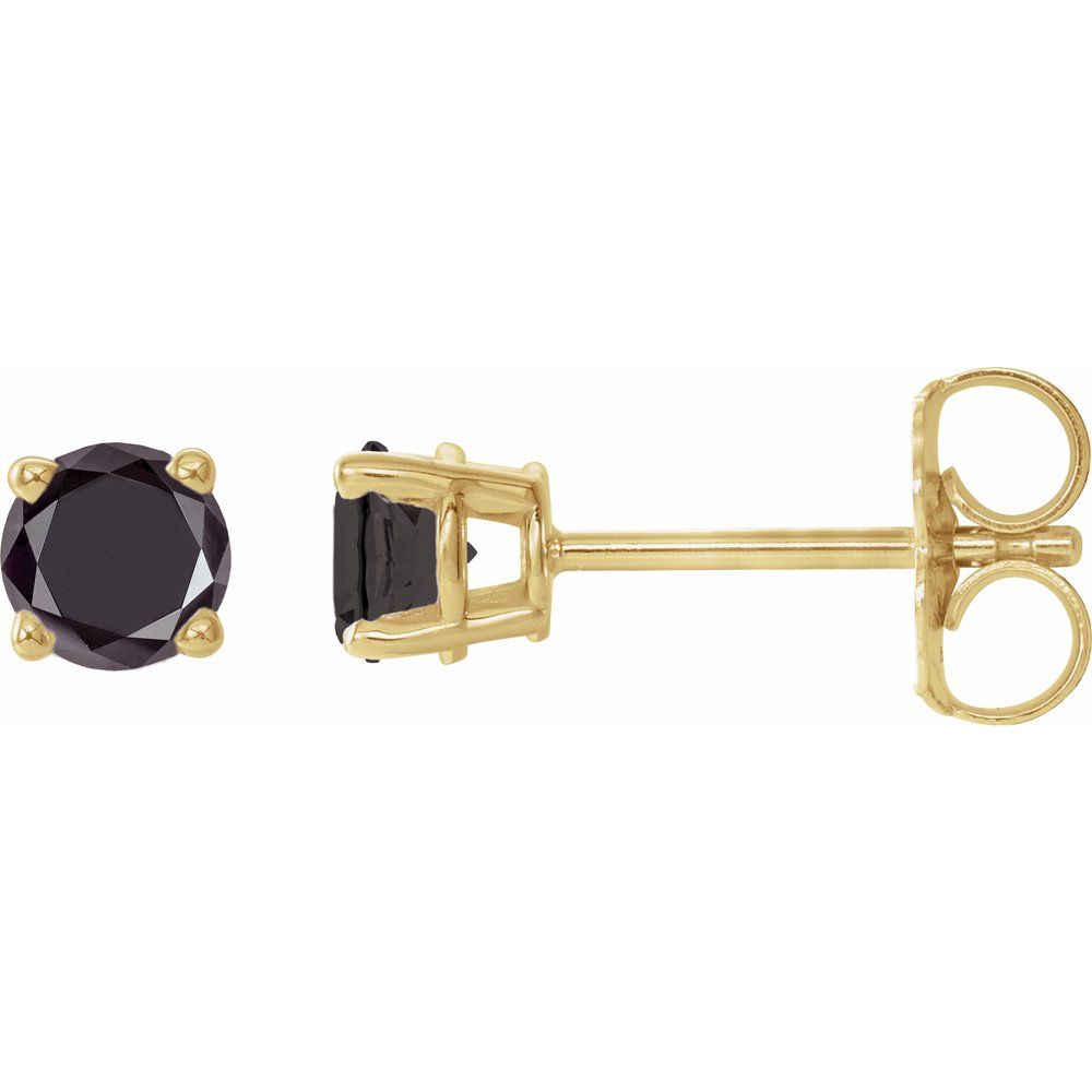 14K Yellow 1/2 Ctw Natural Black Diamond Stud Earrings
