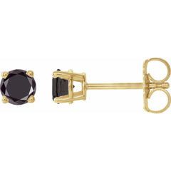 14K Yellow 1/2 Ctw Natural Black Diamond Stud Earrings