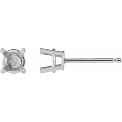 10K White 4 mm Round 4-Prong Earring Mounting