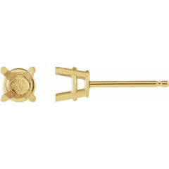 10K Yellow 4 mm Round 4-Prong Earring Mounting