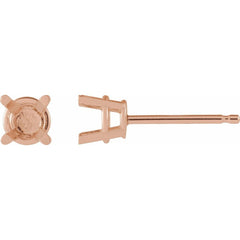 14K Rose 4 mm Round 4-Prong Stud Earring Mounting