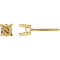 10K Yellow 4 mm Round 4-Prong Earring Mounting
