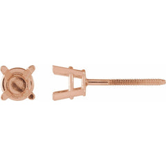 14K Rose 4 mm Round 4-Prong Stud Earring Mounting