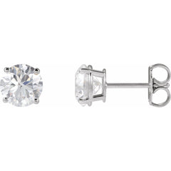 14K White 2 Ctw Natural Diamond Stud Earrings