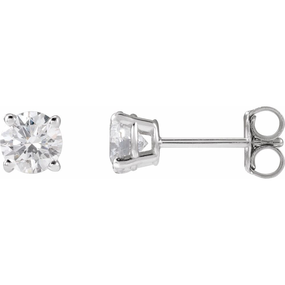 14K White Lab-Grown Diamond Stud Earrings