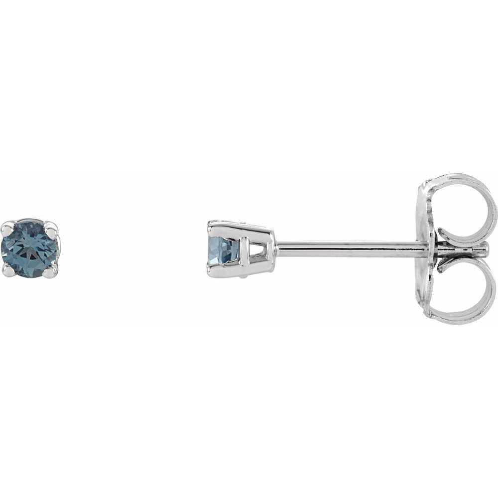 14K White Natural Aquamarine Stud Earrings