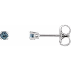 14K White Natural Aquamarine Stud Earrings