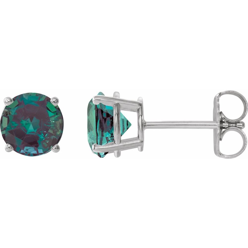 14K White Lab-Grown Alexandrite Stud Earrings