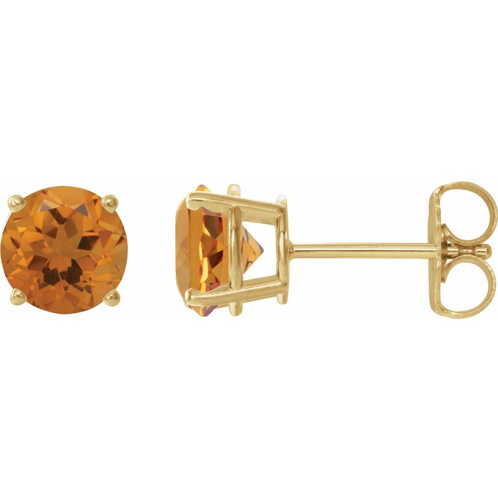 14K Yellow Natural Citrine Stud Earrings