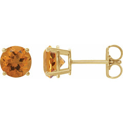 14K Yellow Natural Citrine Stud Earrings