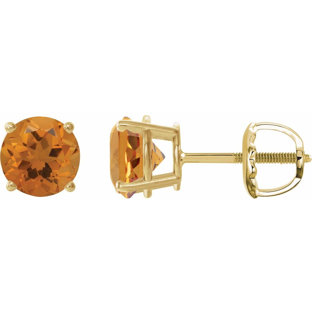 14K Yellow Natural Citrine Stud Earrings