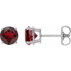14K White Natural Mozambique Garnet Stud Earrings