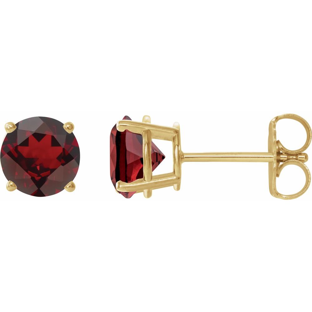 14K Yellow Natural Mozambique Garnet Stud Earrings