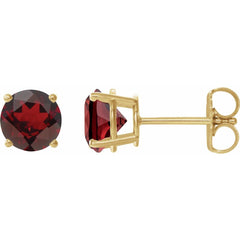 14K Yellow Natural Mozambique Garnet Stud Earrings
