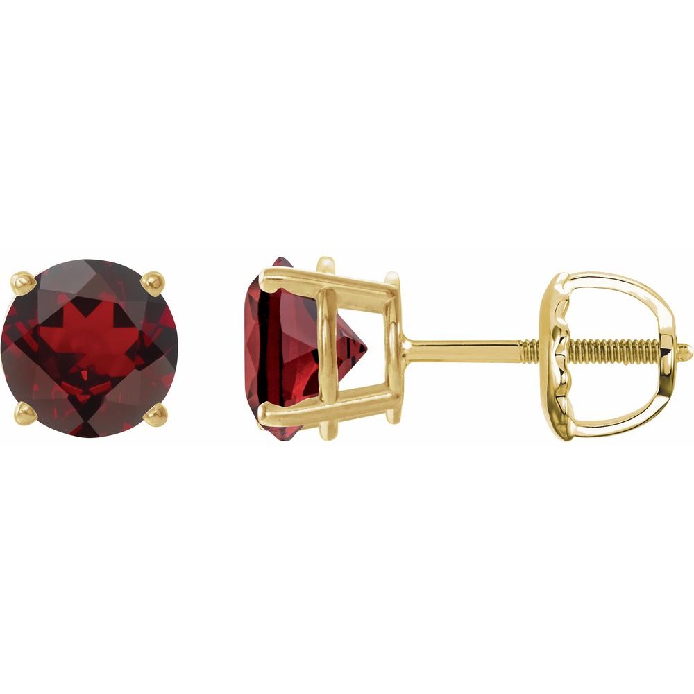 14K Yellow Natural Mozambique Garnet Stud Earrings