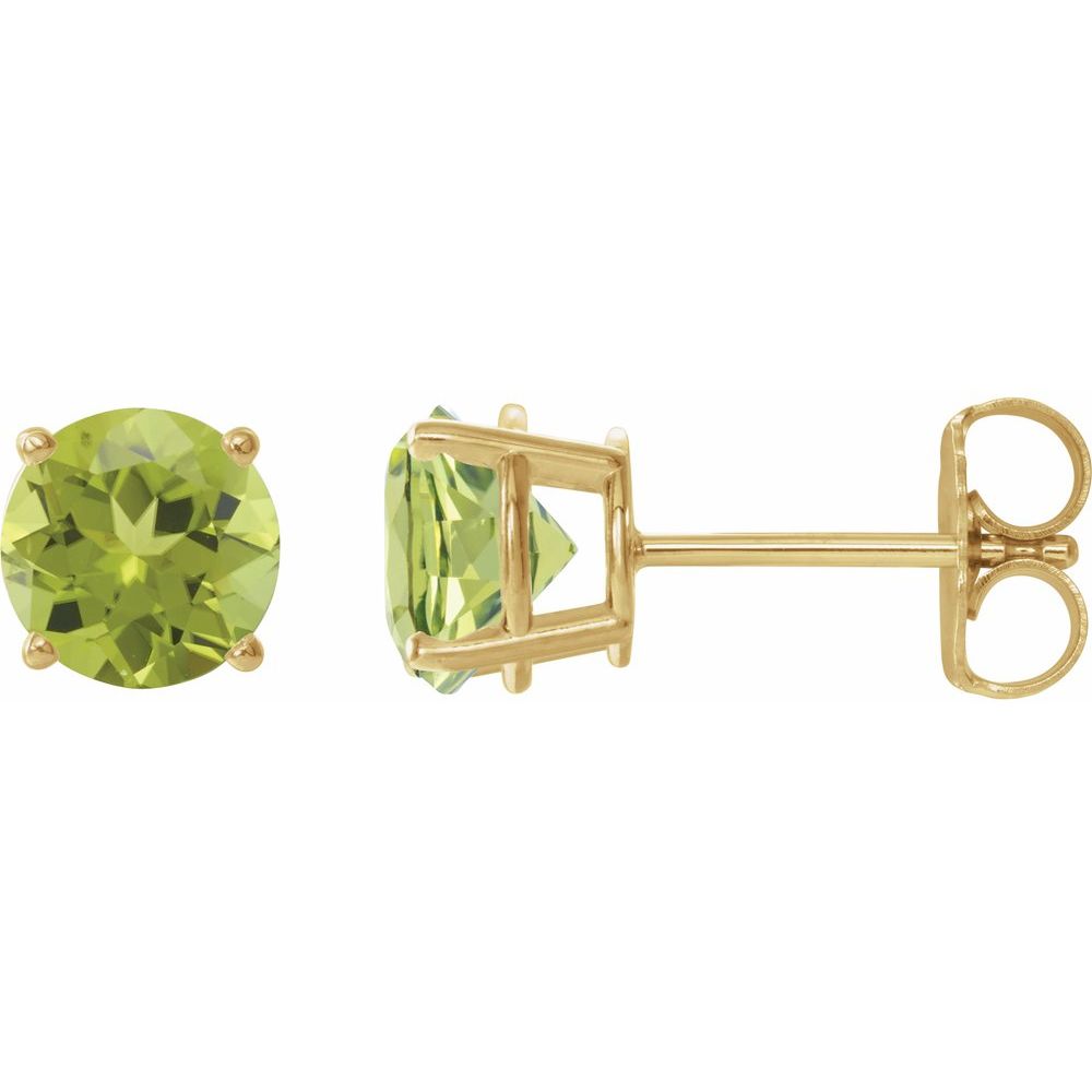 14K Yellow Natural Peridot Stud Earrings